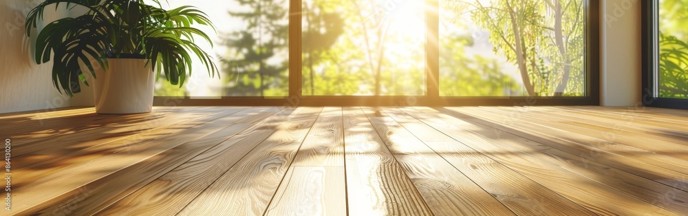 Sunlit Modern Room with Detailed Wooden Flooring Sunlit Modern Room with Detailed Wooden Flooring