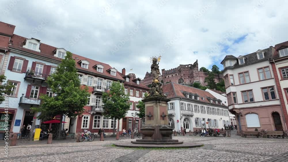 Beautiful panorama of the city of Heidelberg, with the castle in the background Beautiful panorama of the city of Heidelberg, with the castle in the background
