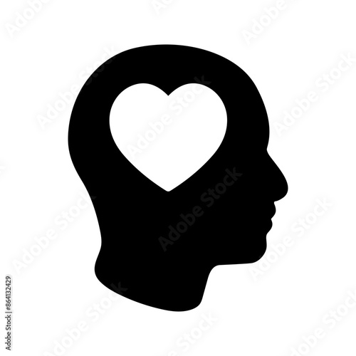 Head heart icon. sign for mobile concept and web design color editable