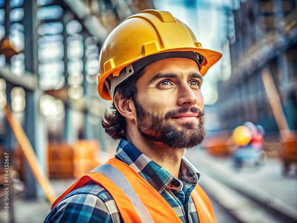 Construction Worker Looking Upwards. Construction Worker Looking Upwards.