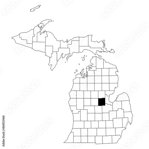 Fotografia Map of midland County in Michigan state on white background