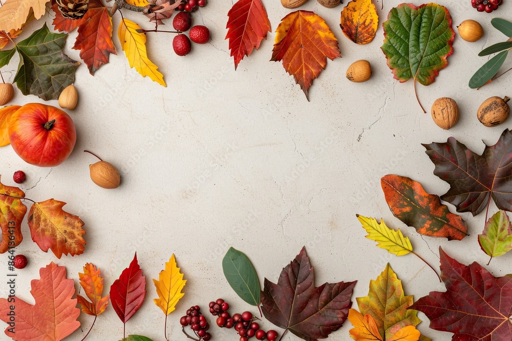 Autumn leaf frame, blank center, vibrant and colorful, perfect for Thanksgiving invites Autumn leaf frame, blank center, vibrant and colorful, perfect for Thanksgiving invites