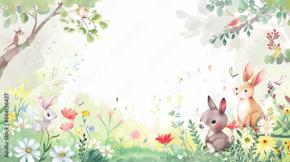 Obraz premium Whimsical Teatime: Delightful Artwork for Café Walls and Children's Storybooks