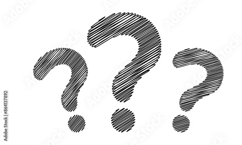 はてなマーク　疑問　？　アイコン　Question 　手描きセット	