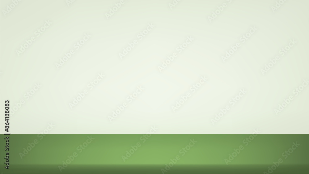 Fototapeta premium Green background. Space for selling products on the website. Green Background Empty Room Studio with table. Business backdrop. Empty room with light effect. Vector illustration.
