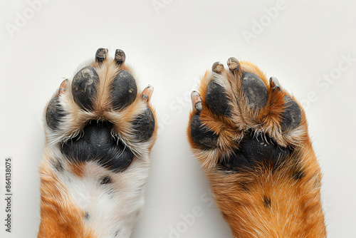  Puppy dog 's paws portrait on white background, studio shooting high quality photo pet   background, wallpaper, wall art photo