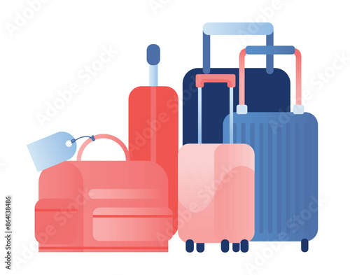 Set of suitcases for travel. Luggage collection.