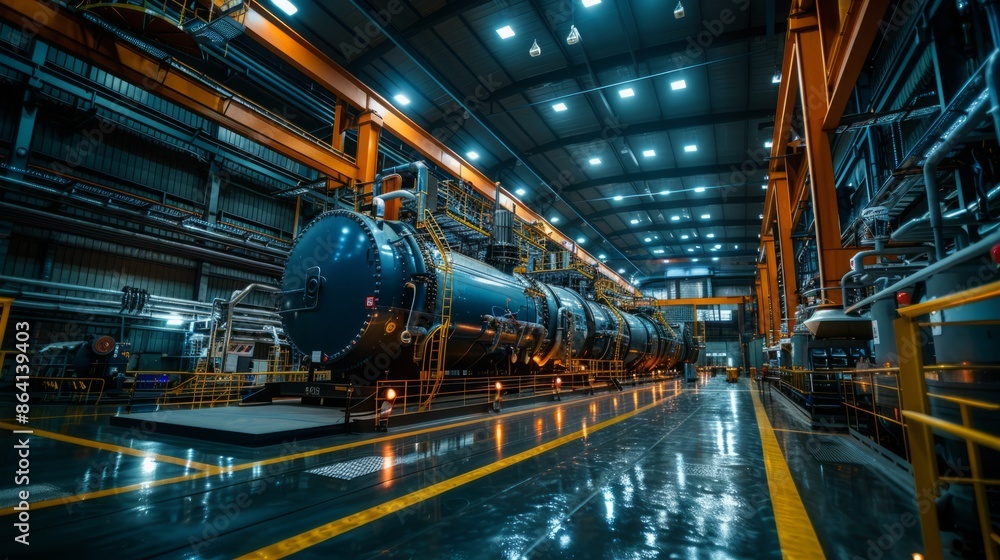 Spacious industrial factory with large machinery Spacious industrial factory with large machinery