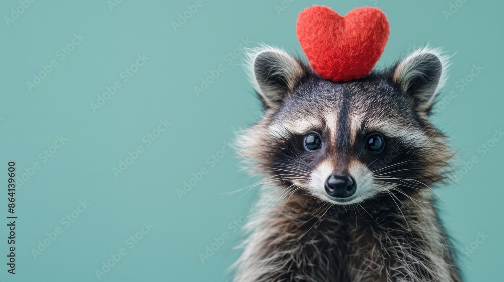A raccoon holding a red heart A raccoon holding a red heart