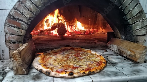 Pizza in Italy is cooked in an oven that burns wood.