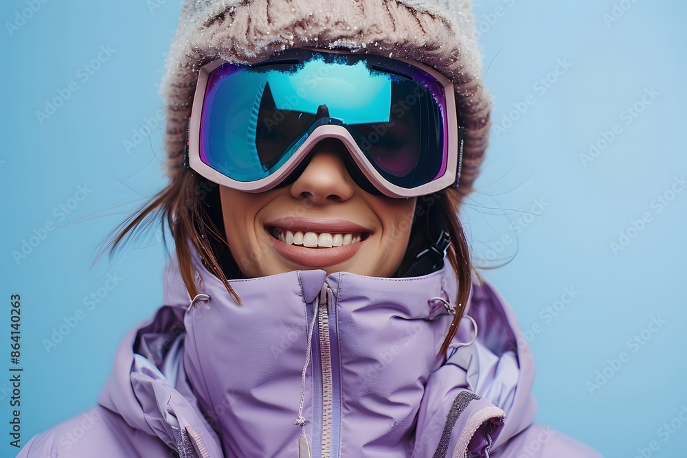 Smiling Woman in Winter Gear Ready for Skiing Adventure Smiling Woman in Winter Gear Ready for Skiing Adventure