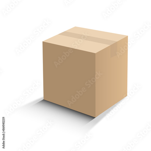 carton vector with brown color as delivery houshold cardboard box, for moving, packaging or packing some product in object transportation. Isolated on white background 