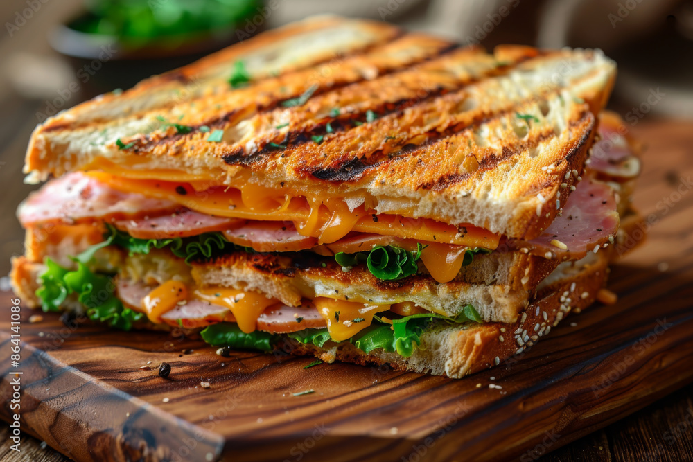 Grilled Ham and Cheese Sandwich with Lettuce Grilled Ham and Cheese Sandwich with Lettuce