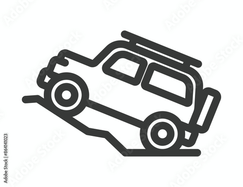 Minimal modern off road jeep outline vector icon