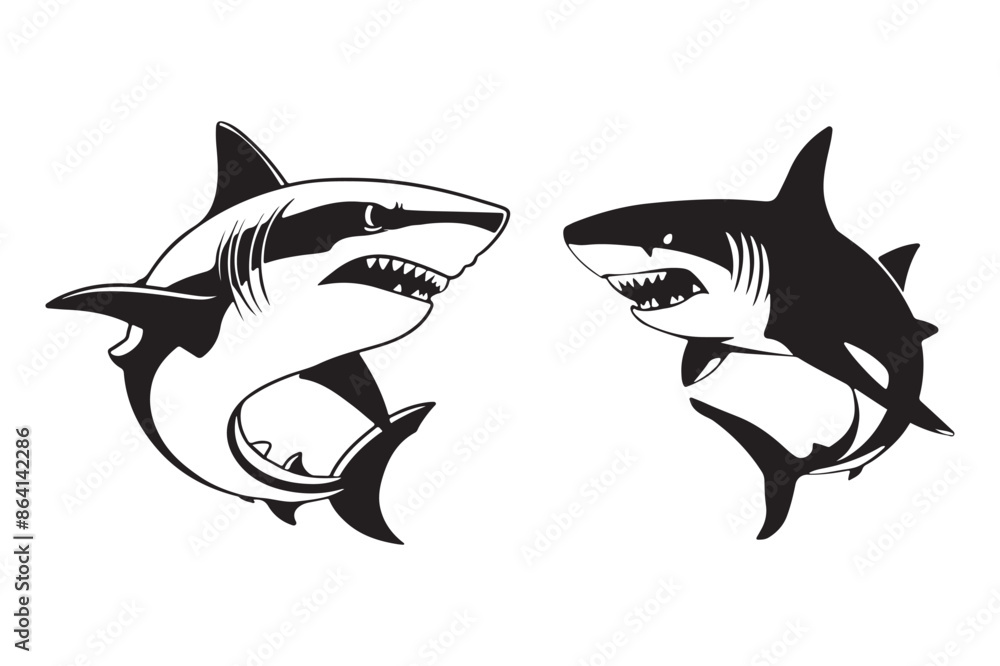 Sharks silhouette vector illustration. Sharks silhouette vector illustration.