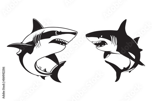 Sharks silhouette vector illustration.