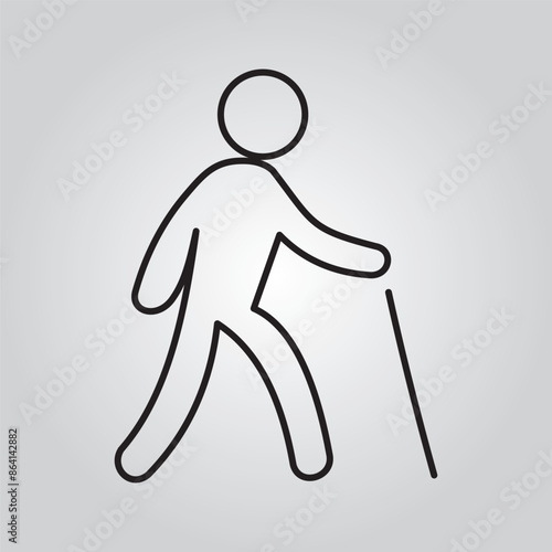 elderly old man with walking stick
