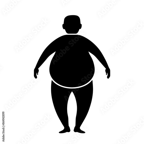simple black fat man silhouette on white background