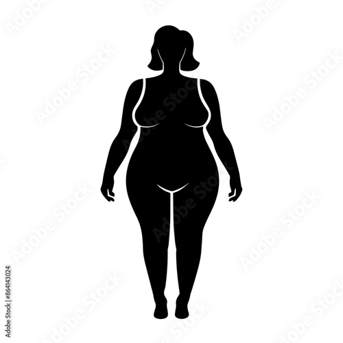 simple black fat woman silhouette on white background