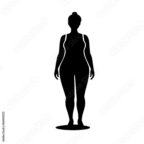 simple black fat woman silhouette on white background