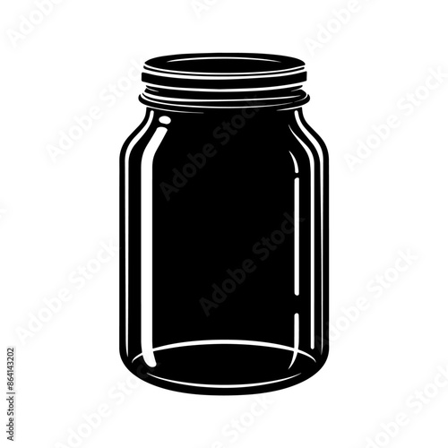 simple black glass jar silhouette on white background