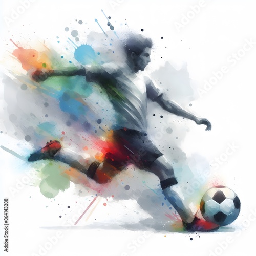Soccer player kicking ball silhouette vector illustration