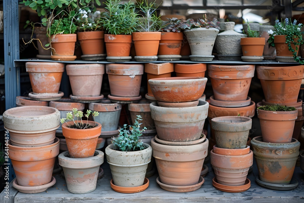 A Collection of Terracotta and Concrete Plant Pots A Collection of Terracotta and Concrete Plant Pots