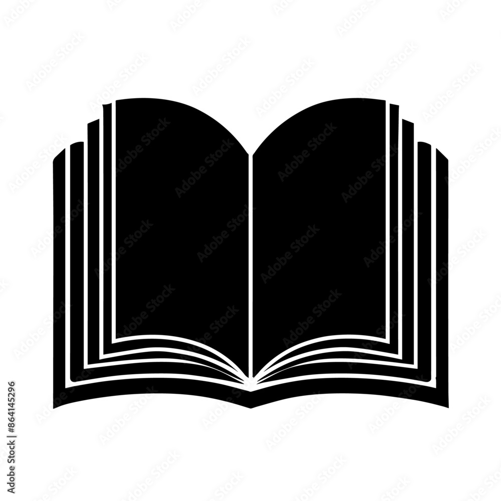 simple black open book silhouette on white background simple black open book silhouette on white background
