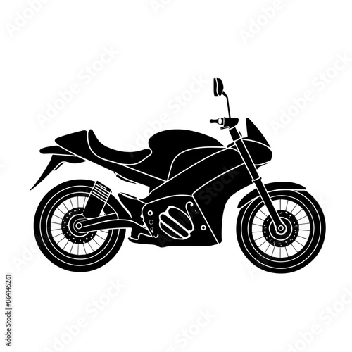 simple black motorbike silhouette on white background
