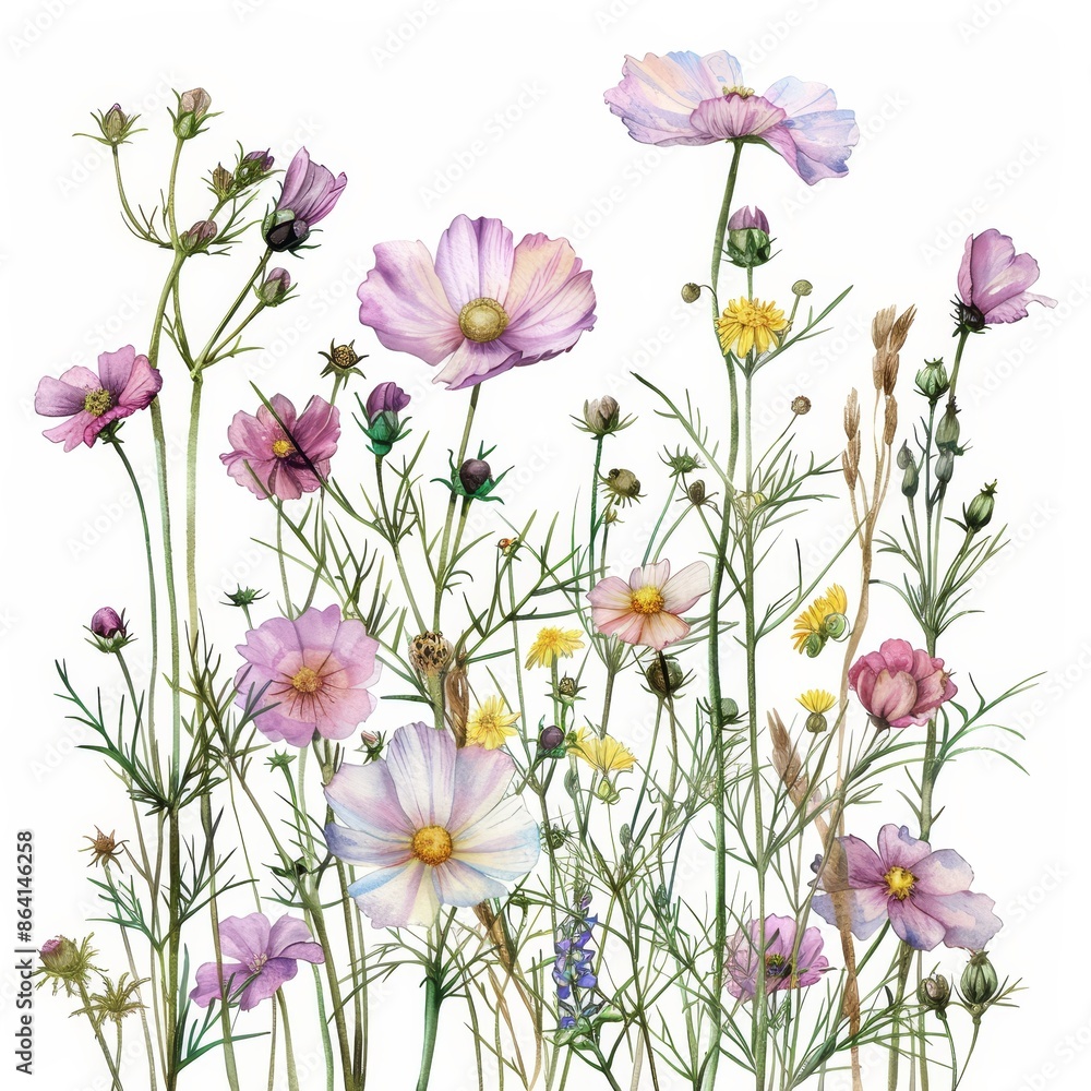 A watercolor bouquet with green leaves, branches, and bright buds. For wedding stationery, wallpapers, fashion, backgrounds, prints, patterns. A watercolor bouquet with green leaves, branches, and bright buds. For wedding stationery, wallpapers, fashion, backgrounds, prints, patterns.