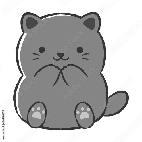 かわいい手描きの猫のイラスト