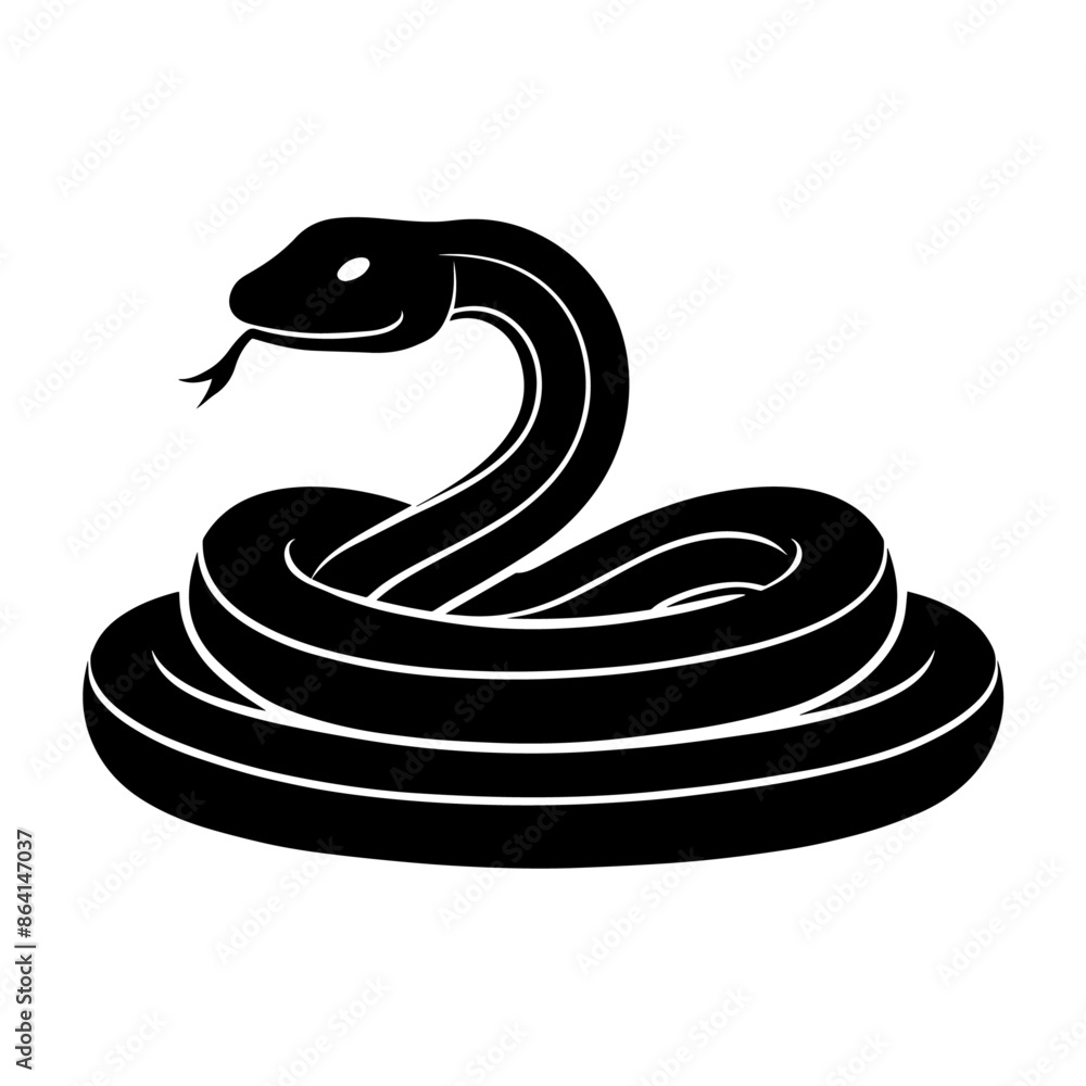 Fototapeta premium simple black snake silhouette on white background