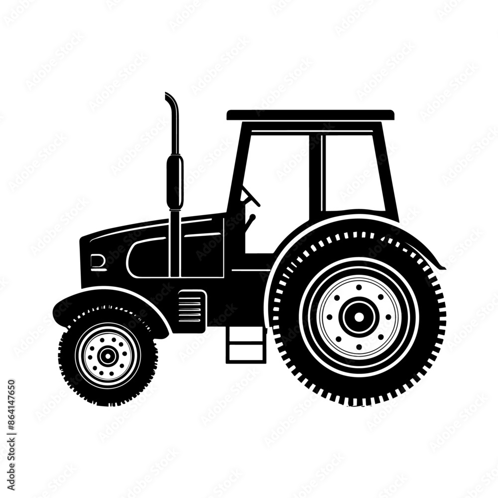 simple black tractor silhouette on white background simple black tractor silhouette on white background