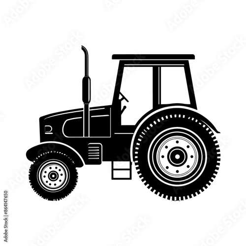 simple black tractor silhouette on white background