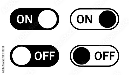 On and off icon. Switch toggle  button on off. Power toggle vector button for web and app. Vector illustration.
