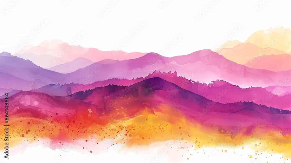 The sky and sand blend in fiery hues as a vibrant sunset sets over a desert. Clipart isolated on a white background The sky and sand blend in fiery hues as a vibrant sunset sets over a desert. Clipart isolated on a white background