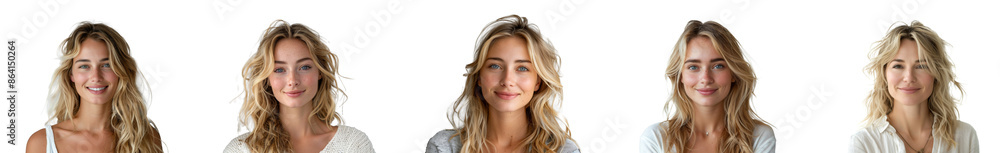 Blonde woman smiling during a photo shoot, cut out - stock png. Blonde woman smiling during a photo shoot, cut out - stock png.