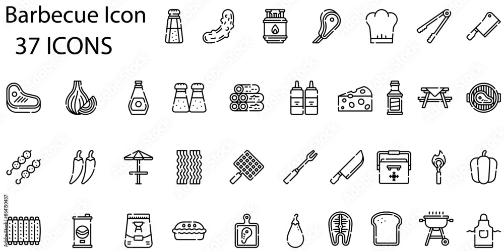 Set of barbecue icons. Line art style icons bundle. vector illustration Set of barbecue icons. Line art style icons bundle. vector illustration