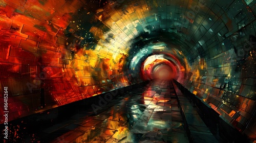 Vivid Abstract Tunnel with Mesmerizing Colors and Reflections