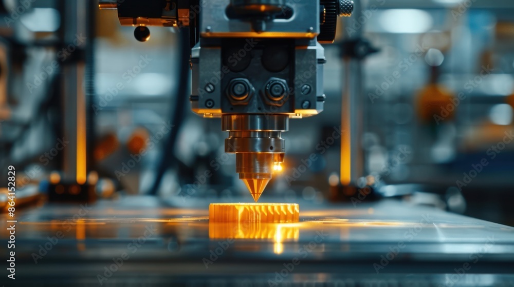 A close-up of an industrial 3D printing machine highlighting precision engineering and advanced technology in a minimalistic setting. Perfect for manufacturing and innovation themes. A close-up of an industrial 3D printing machine highlighting precision engineering and advanced technology in a minimalistic setting. Perfect for manufacturing and innovation themes.
