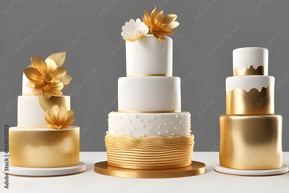 3D gold cake