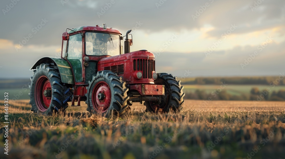 A streamlined tractor on a plain background highlights its essential features and practical design, perfect for modern agricultural settings. A streamlined tractor on a plain background highlights its essential features and practical design, perfect for modern agricultural settings.