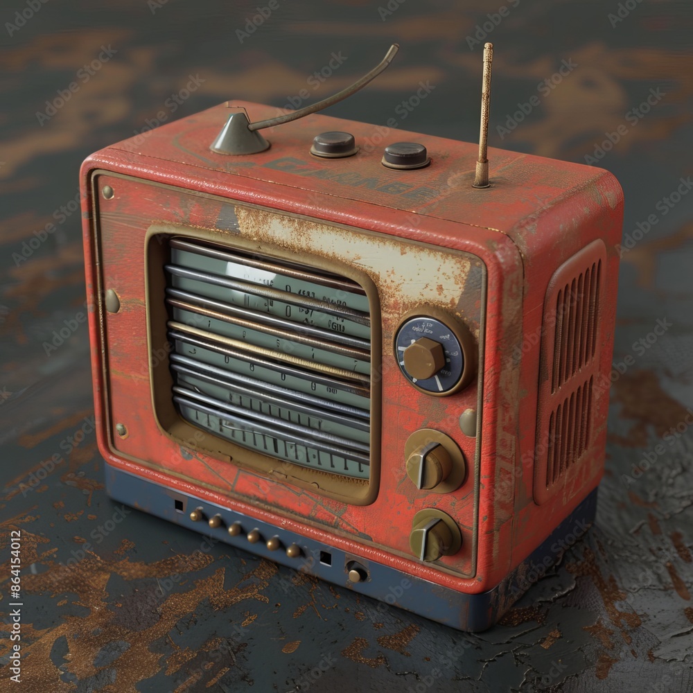 Obraz premium RETRO RADIO. Old radio. Vector illustration. Generative AI
