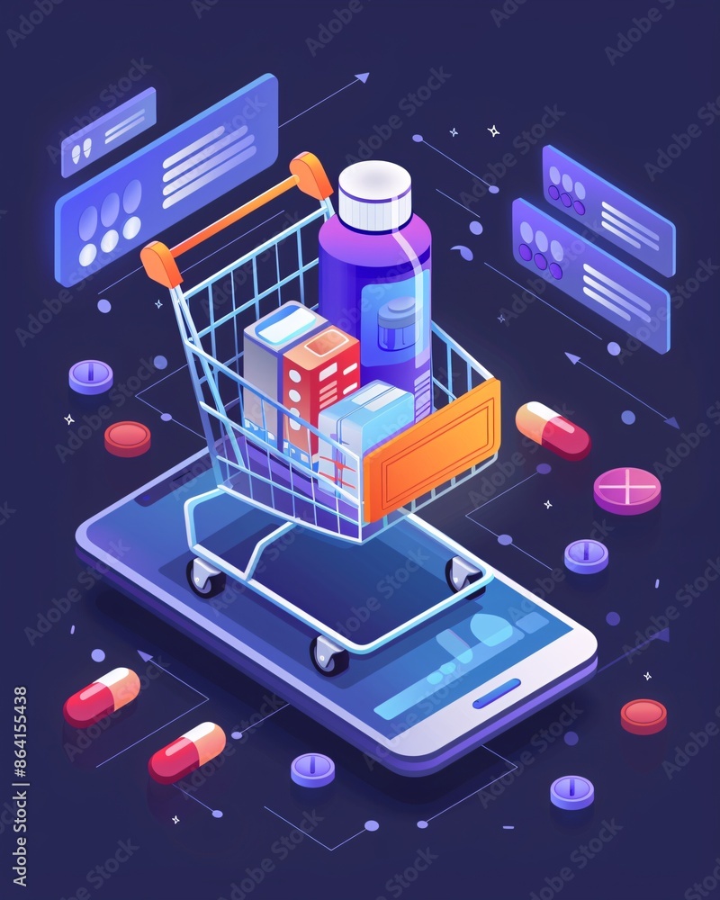Online ordering medicines concept Online ordering medicines concept