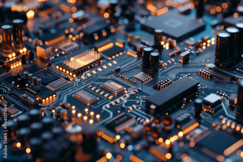 Integrated Circuit Board Assembly Line with High Precision Robot Arms at an Electronics Factory. Manufacturing of Electronic Devices. Integrated Circuit Board Assembly Line with High Precision Robot Arms at an Electronics Factory. Manufacturing of Electronic Devices.