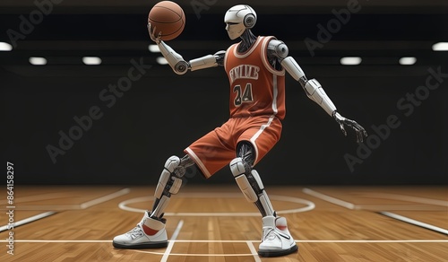 robots have replaced basketball players or athletes. basketball player on the court