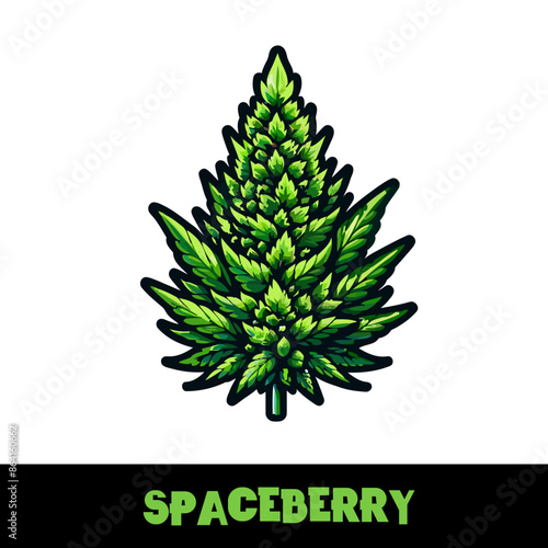 Vector Illustrated Spaceberry Cannabis Bud Strain Cartoon