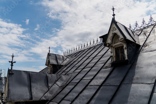 Old style gothic rooftops in Riga, Latvia of old town in summer time