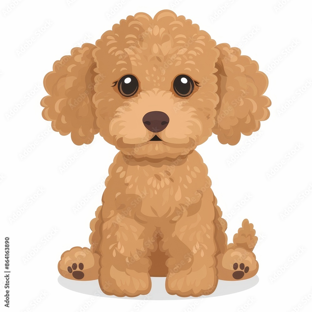 An icon of a Maltipoo poodle brown dog puppy. Cute face. Cartoon kawaii funny pet baby animal character. Valentines Day greeting card. Sticker print. White background. An icon of a Maltipoo poodle brown dog puppy. Cute face. Cartoon kawaii funny pet baby animal character. Valentines Day greeting card. Sticker print. White background.
