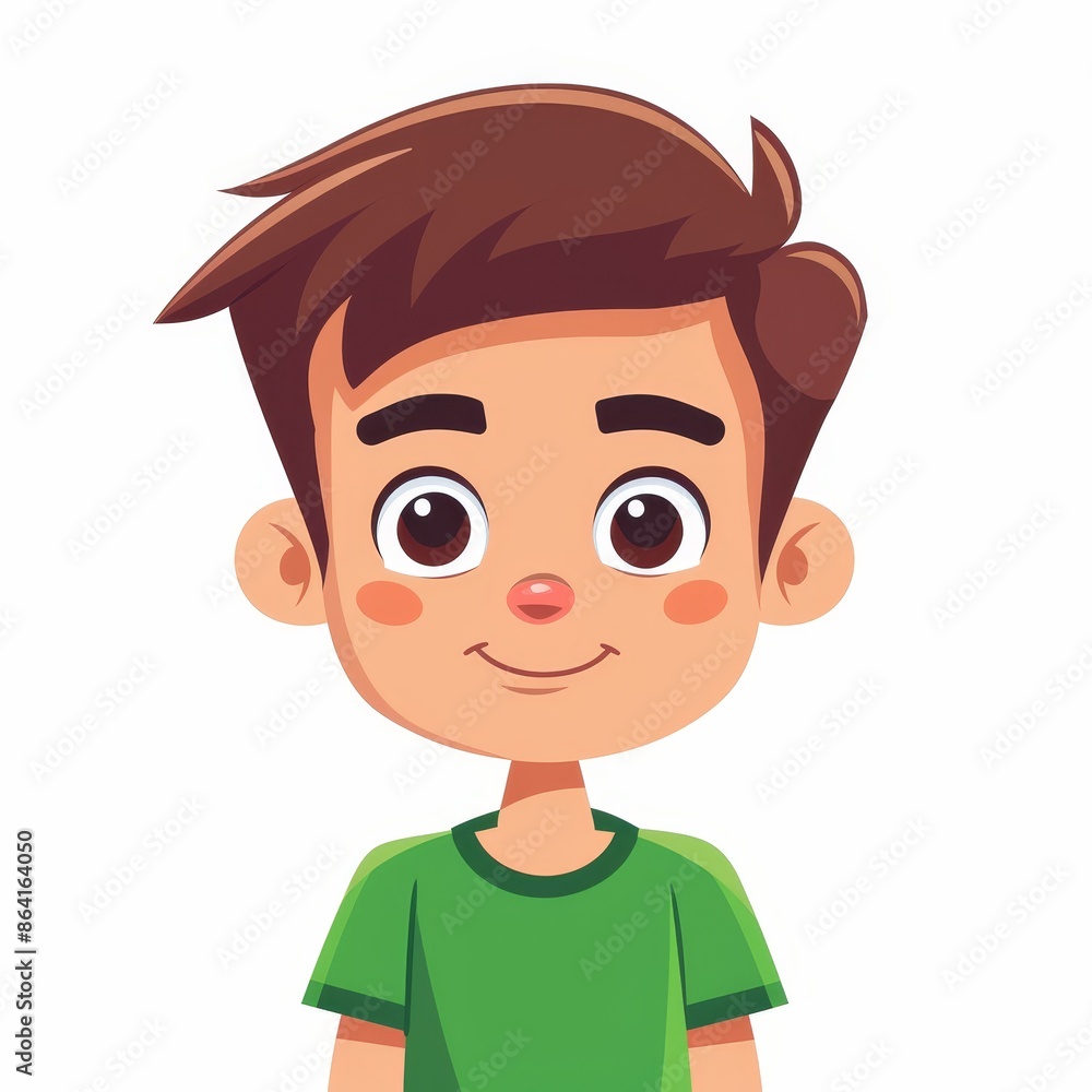 Child icon. Cute cartoon kawaii funny character. Smiley child face. Brown hair. Decoration for invitation, greeting card, poster sticker print. Flat design White background. Child icon. Cute cartoon kawaii funny character. Smiley child face. Brown hair. Decoration for invitation, greeting card, poster sticker print. Flat design White background.